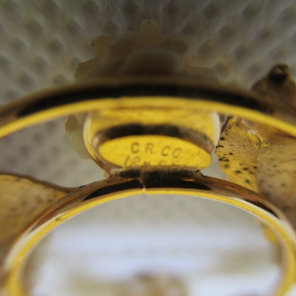 C. R. Co. Charles Reis 12K GF Carved Bone Rose Brooch - Picture 7 of 7